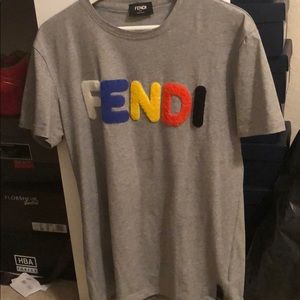 Fendi sheepskin name print T-shirt.